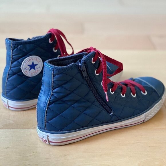 Kids Converse Chuck Taylor All Star High Top Sneakers Youth 5 Navy Zipper - Picture 3 of 14